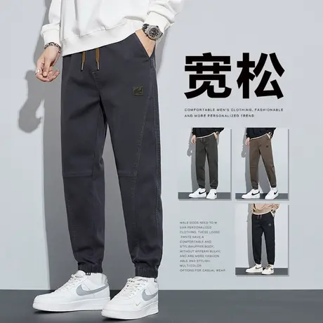春季男装高级感痞帅工装春秋款男生哈伦束脚休闲裤子2024新款春裤商品大图