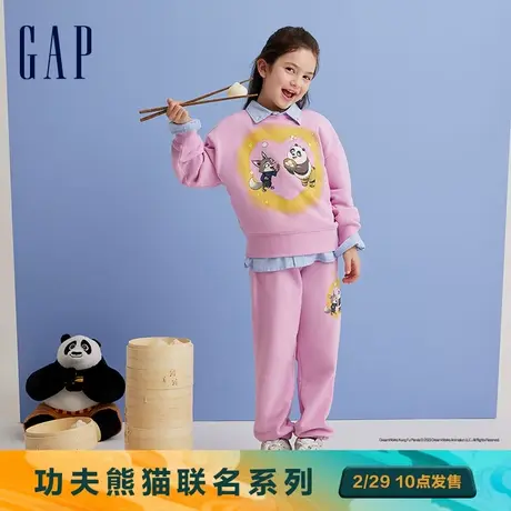 【功夫熊猫联名】Gap男女童春2024新款可爱印花松紧束口裤411800图片