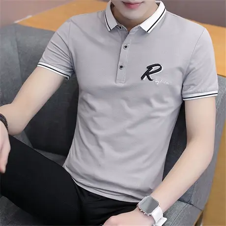 男士短袖T恤韩版男装半袖潮上衣潮流衣服夏季体恤打底衫男polo衫商品大图