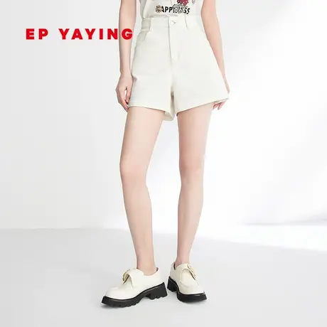 EP YAYING雅莹女装 通勤显瘦直筒牛仔棉纺短裤 2023秋冬新款J622A图片