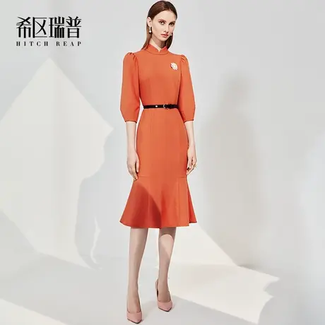 希区高端改良旗袍2023年新款秋冬女装复古气质修身别致礼服鱼尾裙商品大图