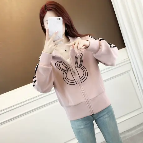 秋冬小个子卫衣短款外套女秋装2023新品爆款休闲百搭拉链纯色外套商品大图