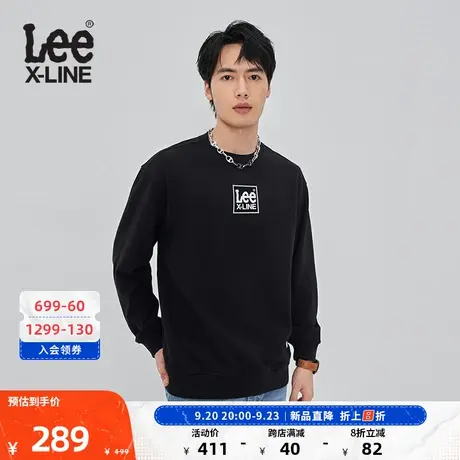 LeeXLINE23秋冬新品舒适版logo印花男长袖卫衣潮流LMT007094204图片