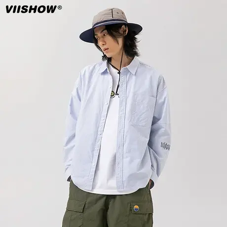 VIISHOW日系春夏衬衫外套cityboy宽松廓形男女同款潮牌长袖衬衣商品大图