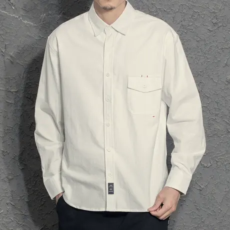 韩版潮流长袖衬衫男个性痞帅衬衣休闲百搭简约春秋潮牌纯色上衣男图片