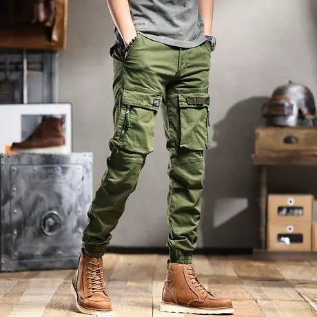 阿美咔叽重磅复古户外男士束脚工装裤直筒男多口袋裤潮牌休闲裤子商品大图