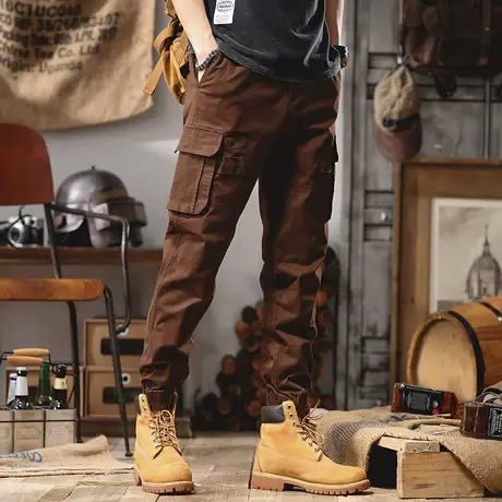 百搭男士工装裤休闲复古束脚裤宽松运动长裤大码直筒男款时尚潮流商品大图