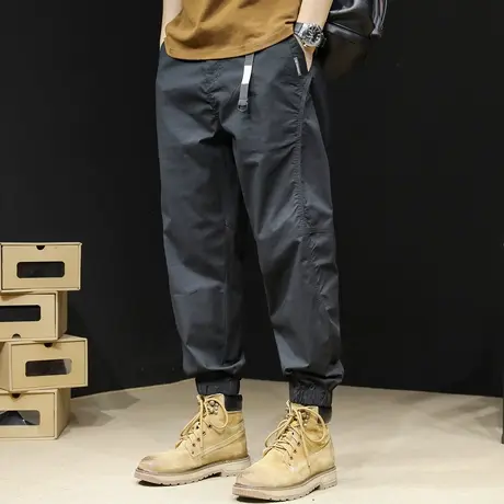 弹力哈伦休闲裤男士春秋2023新款潮牌男裤大码束脚美式工装裤子男商品大图