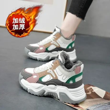 学生棉鞋女2023爆款冬季加绒运动鞋厚底老爹鞋ins潮初中生旅游鞋商品大图