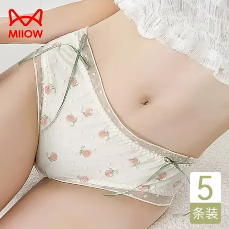 猫人内裤女夏薄款蕾丝中腰无痕凉感蝴蝶结纯欲纯棉抑菌裆少女短裤商品大图