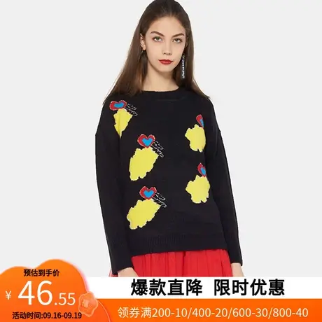 艾格2023春季女装休闲时尚卡通动漫宽松套头长袖圆领针织衫Y142商品大图