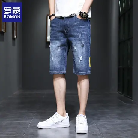 罗蒙夏季新品日常百搭微弹牛仔短裤舒适棉质男士牛仔裤图片