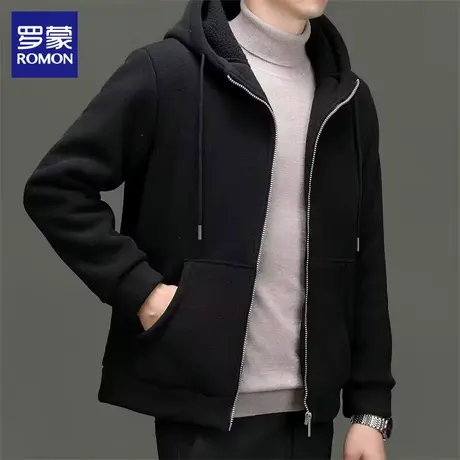 罗蒙外套男士摇粒绒卫衣春秋潮流新款开衫连帽休闲运动夹克外套男图片