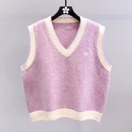 日系学院风爱心刺绣针织马甲女2023秋季新款外穿无袖坎肩背心马夹商品大图