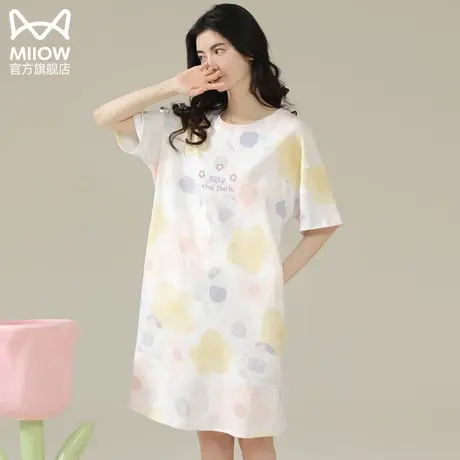 猫人睡裙女睡衣纯棉布料春秋款孕妇大码网红风夏天睡裙家居服新款图片