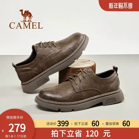 骆驼2023冬季新款复古马丁皮鞋男款休闲鞋软底耐磨英伦工装皮鞋男图片