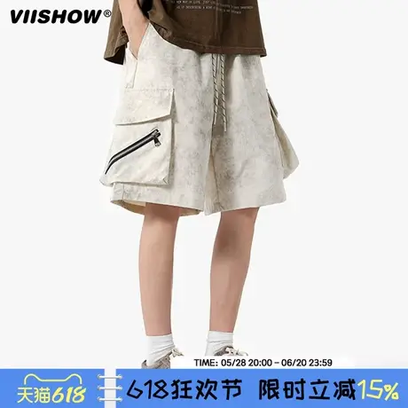 VIISHOW日系机能风大口袋工装短裤男潮牌户外徒步宽松阔腿五分裤商品大图