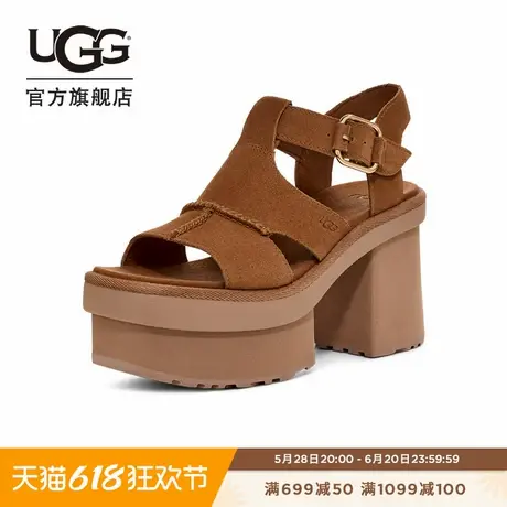 UGG夏季新款女士时尚舒适纯色厚底坡跟露趾搭扣休闲凉鞋 1167478图片