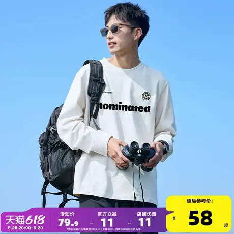 唐狮2025春季新款长袖T恤男字母圆领内搭打底潮酷字母上衣运动风商品大图