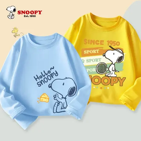 史努比儿童纯棉T恤秋季新款大童长袖2024薄款休闲男童打底衫上衣图片