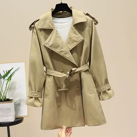 风衣女2023秋装新款港味洋气收腰双排扣气质小个子长袖大衣外套潮商品大图