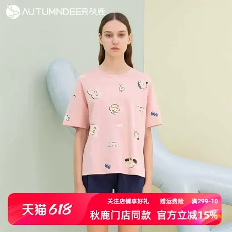 秋鹿【断码清仓】睡衣套装夏季纯棉卡通可爱女士可外穿家居服商品大图