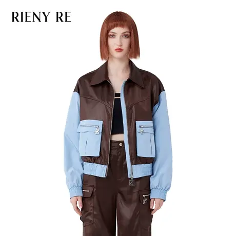 RIENYRE外套女2023新款爆款秋季美式复古撞色高级感超好看夹克女商品大图