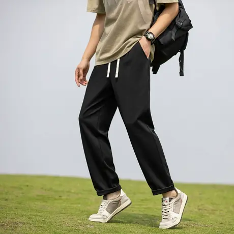 唐狮春季新款男休闲长裤宽松直筒裤锥形九分裤潮流韩版运动裤图片