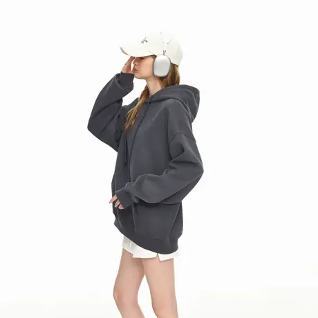 YEP街头潮牌纯色连帽卫衣女春秋新款oversize宽松情侣款帽衫上衣商品大图