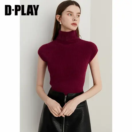 DPLAY【惠品】2024年冬季红色高领复古气质修身针织衫内搭打底衫商品大图