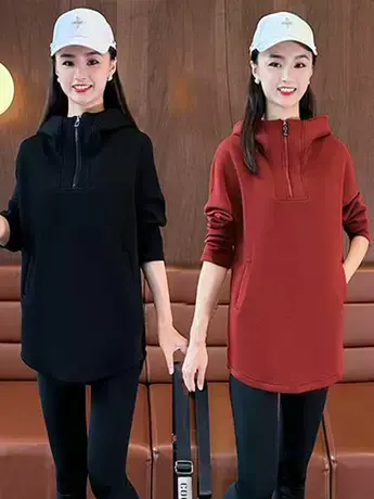 小个子连帽卫衣女士宽松慵懒风上衣2023秋季新款时尚休闲百搭外套图片