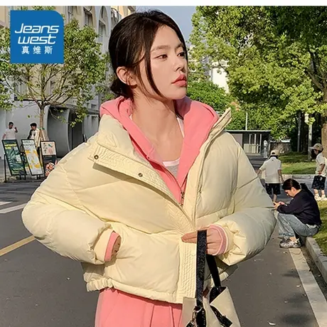 KY真维斯2025季秋冬新款女款青少年学生短款上衣百搭时尚棉衣外套商品大图