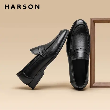 哈森男士皮鞋一脚蹬西装男鞋2026春新款商务增高皮鞋男结婚新郎鞋商品大图