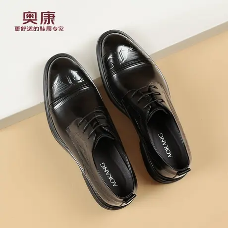 奥康 男鞋春季新款男士真皮商务正装皮鞋三接头单鞋结婚新郎鞋N商品大图