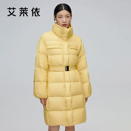 艾莱依女款羽绒服2021年冬季新款商场同款中长款连帽保暖鸭绒外套图片