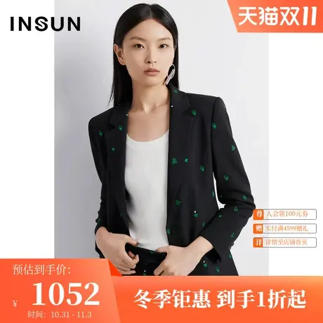 [高级商务]恩裳秋季原创爱心定位绣花撞色西装外套商品大图