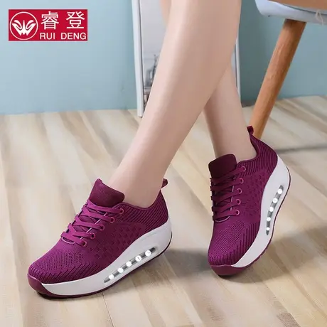 网面鞋睿登2024春季新款气垫厚底增高透气休闲运动鞋摇摇鞋女鞋商品大图
