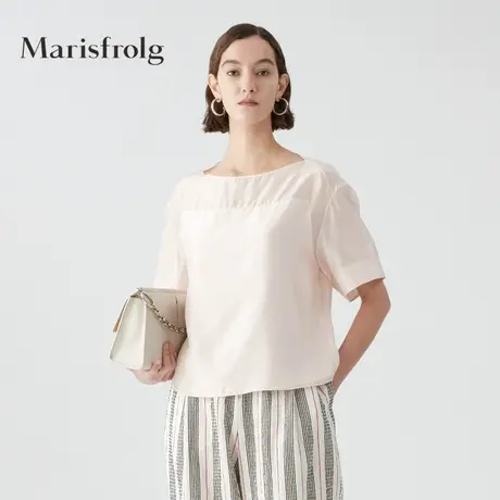 Marisfrolg玛丝菲尔桑蚕丝2021年夏季新款短袖宽松短款上衣女商品大图