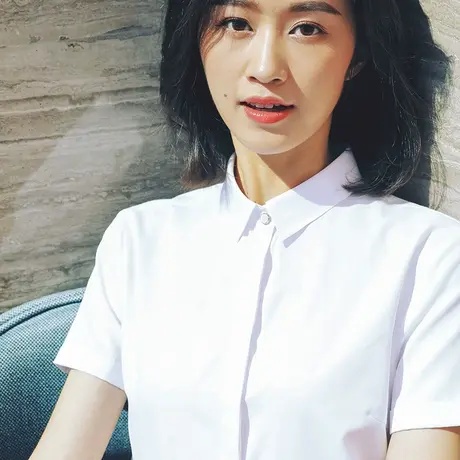 雀后白色衬衫女短袖职业2024夏装工装上衣正装工作服抗皱免烫衬衣商品大图