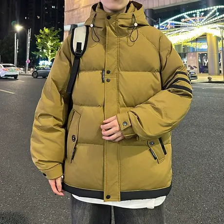 冬季加厚棉服2023新款羽绒棉衣外套男士棉袄面包服潮牌连帽冲锋衣图片