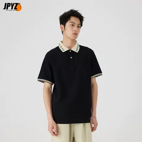 夏季新款休闲时尚短袖男士百搭POLO衫潮流翻领半袖t恤修身上衣服图片