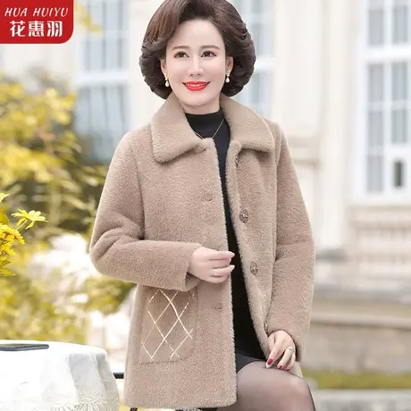 中年妈妈外套秋冬装新款时尚水貂绒洋气中老年女秋冬仿貂加厚上衣图片