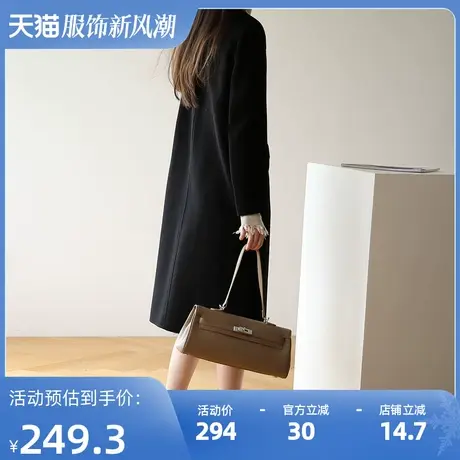 【反季清仓价仅299】双面呢大衣女呢子羊毛毛呢外套女中长款图片
