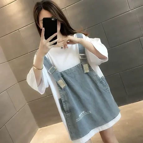 纯棉短袖T恤女装宽松2024年新款春季洋气中长款设计感打底衫爆款商品大图