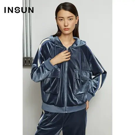 INSUN恩裳奥莱秋季连帽开衫三公里家居服休闲宽松短外套图片