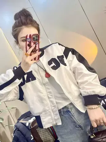 美式复古撞色棒球服女士2023秋季新款高级感短款外套宽松夹克上衣商品大图
