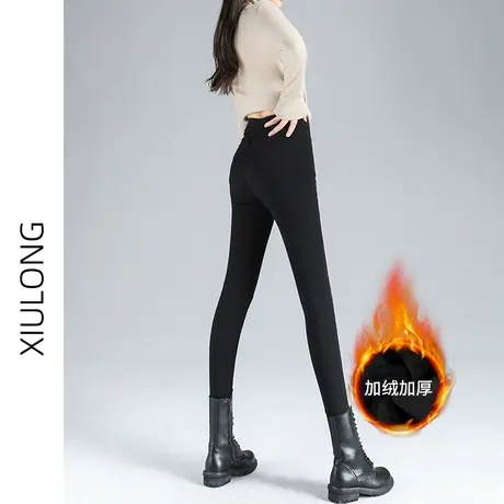 黑色外穿加绒打底裤女秋冬2023新款芭比瑜伽裤鲨鱼裤安全裤棉裤子图片
