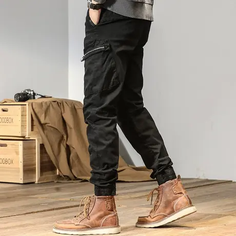 冬休闲裤男舒适纯棉2022年时尚新款潮牌百搭弹力束脚哈伦工装裤男图片