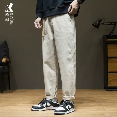希越重磅休闲裤男秋冬季320g直筒锥形裤子宽松大码简约百搭长裤潮商品大图