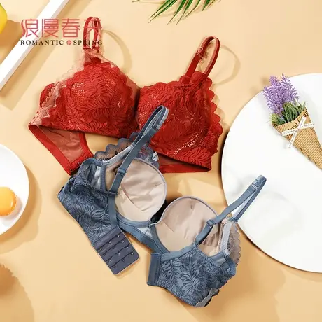 浪漫春天小胸聚拢无钢圈文胸上托收副乳调整型性感蕾丝内衣女商品大图